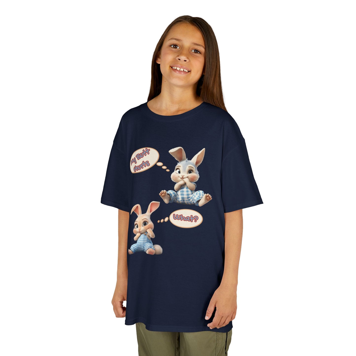 Cute Bunny Youth Heavy Cotton Tee - "My Butt Hurts" Graphic T-Shirt