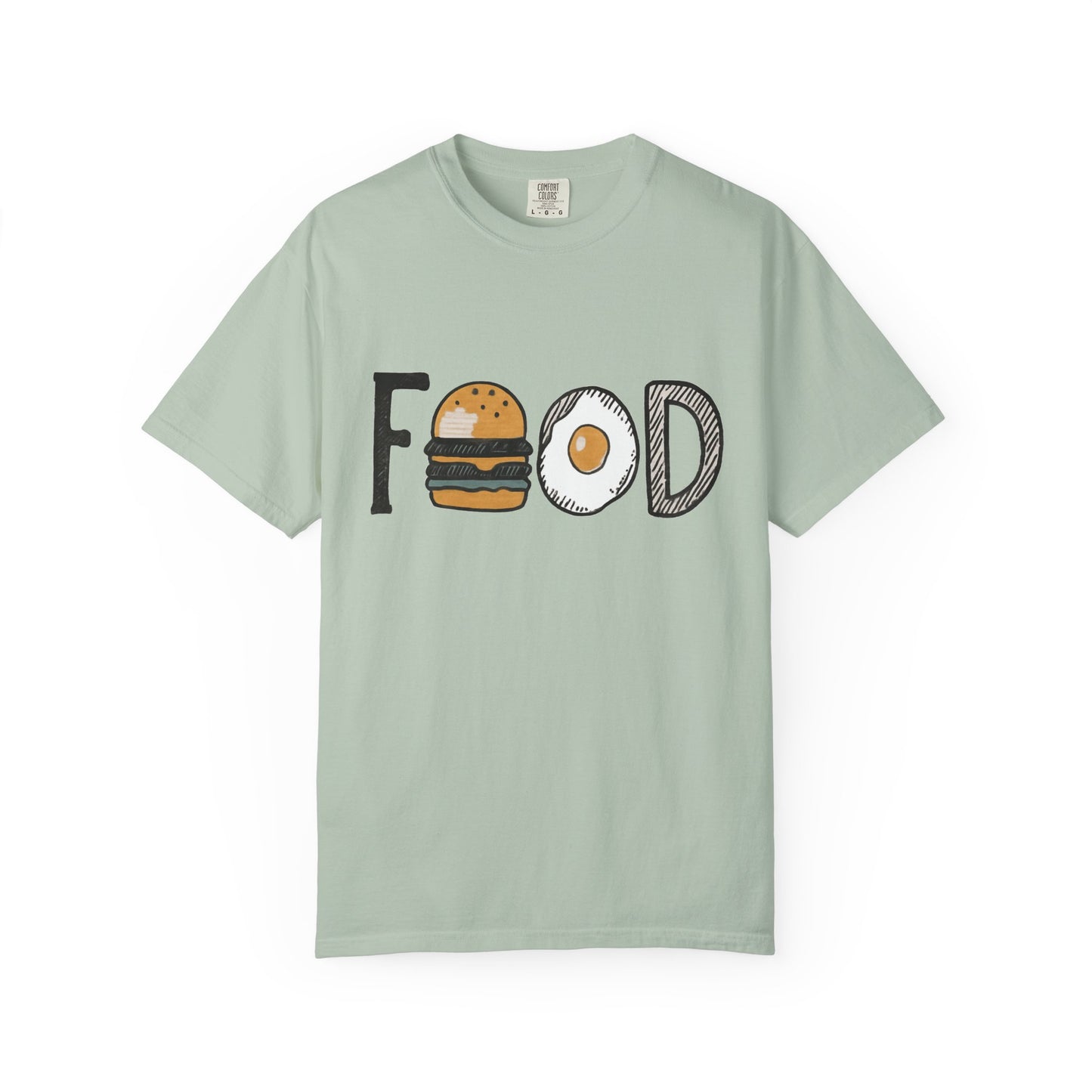 Food Unisex Garment-Dyed T-Shirt | Fun Burger & Egg Graphic