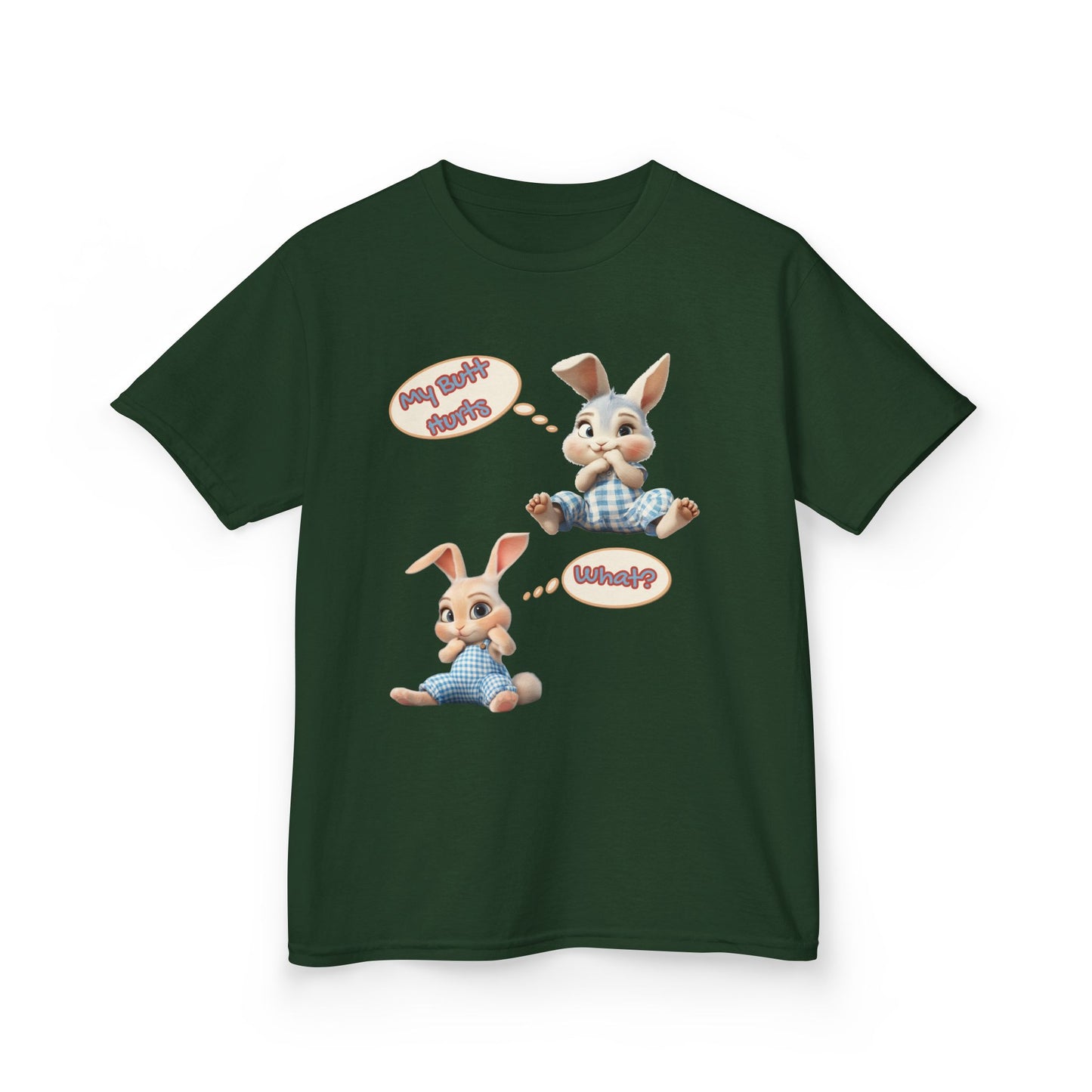 Cute Bunny Youth Heavy Cotton Tee - "My Butt Hurts" Graphic T-Shirt