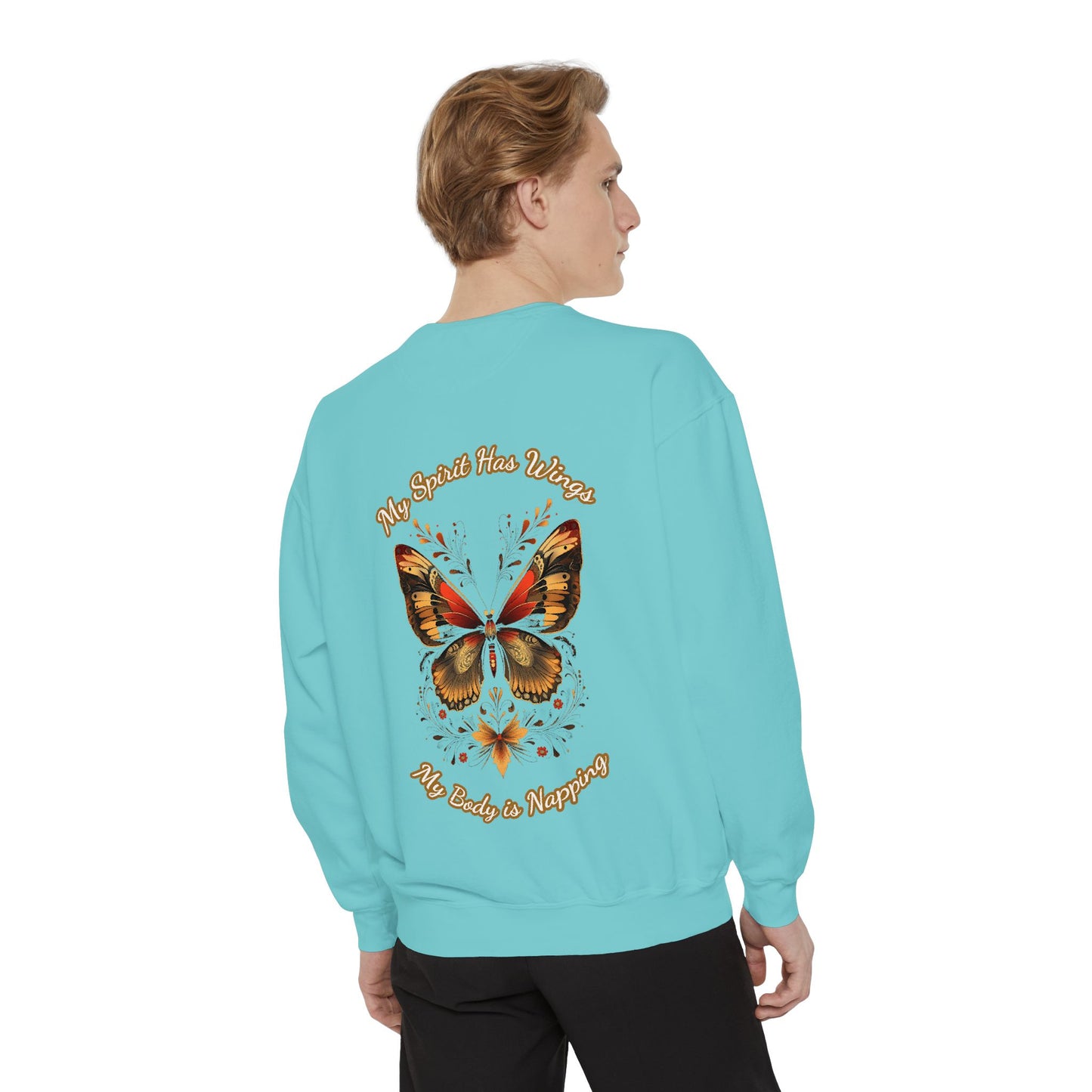 Butterfly Design Unisex Garment-Dyed Sweatshirt - Butterfly Sweatshirt