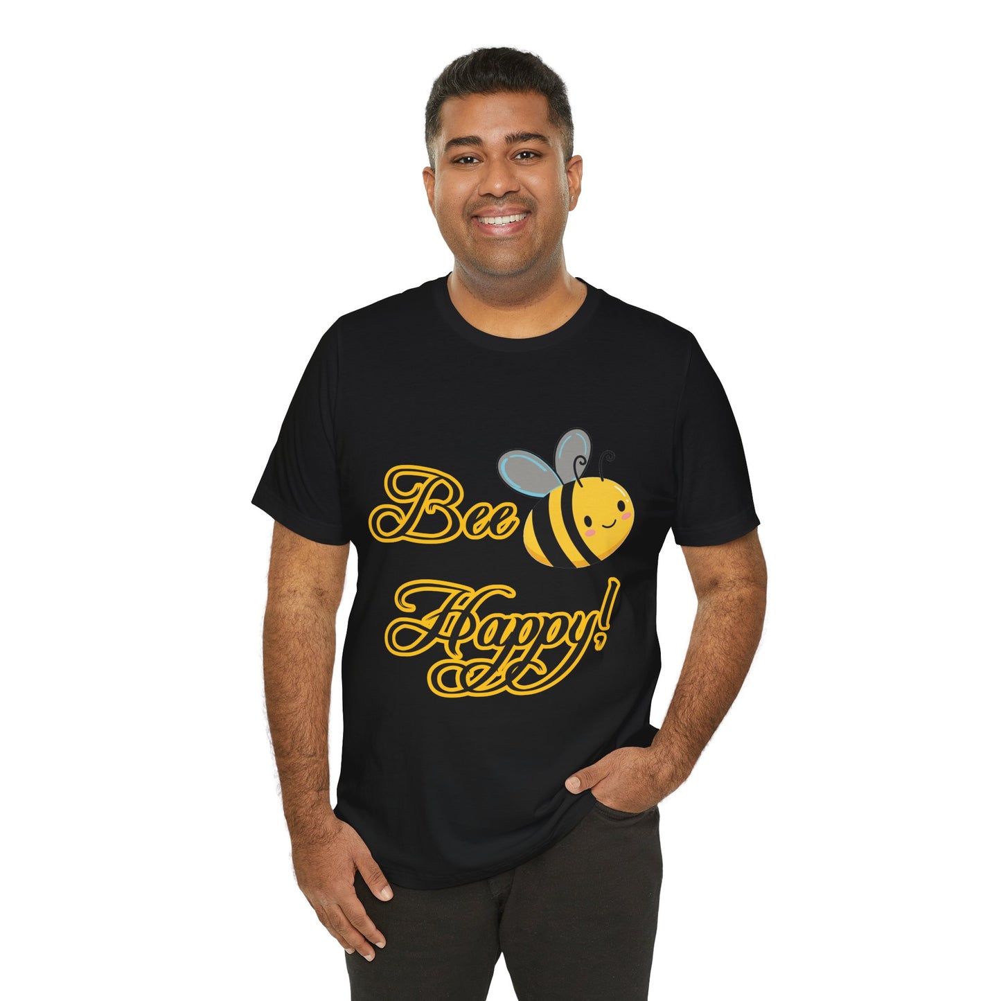 Bee Happy Unisex Jersey Tee - Cheerful Graphic T-Shirt for Positive Vibes
