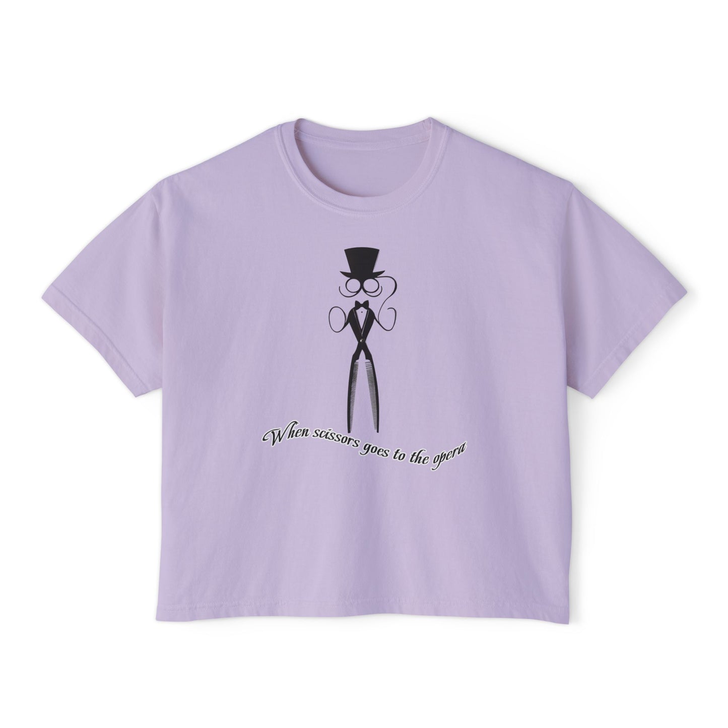 Stylish Women's Boxy Tee with Elegantly Dressed Graphic - Scissors design T-shirt