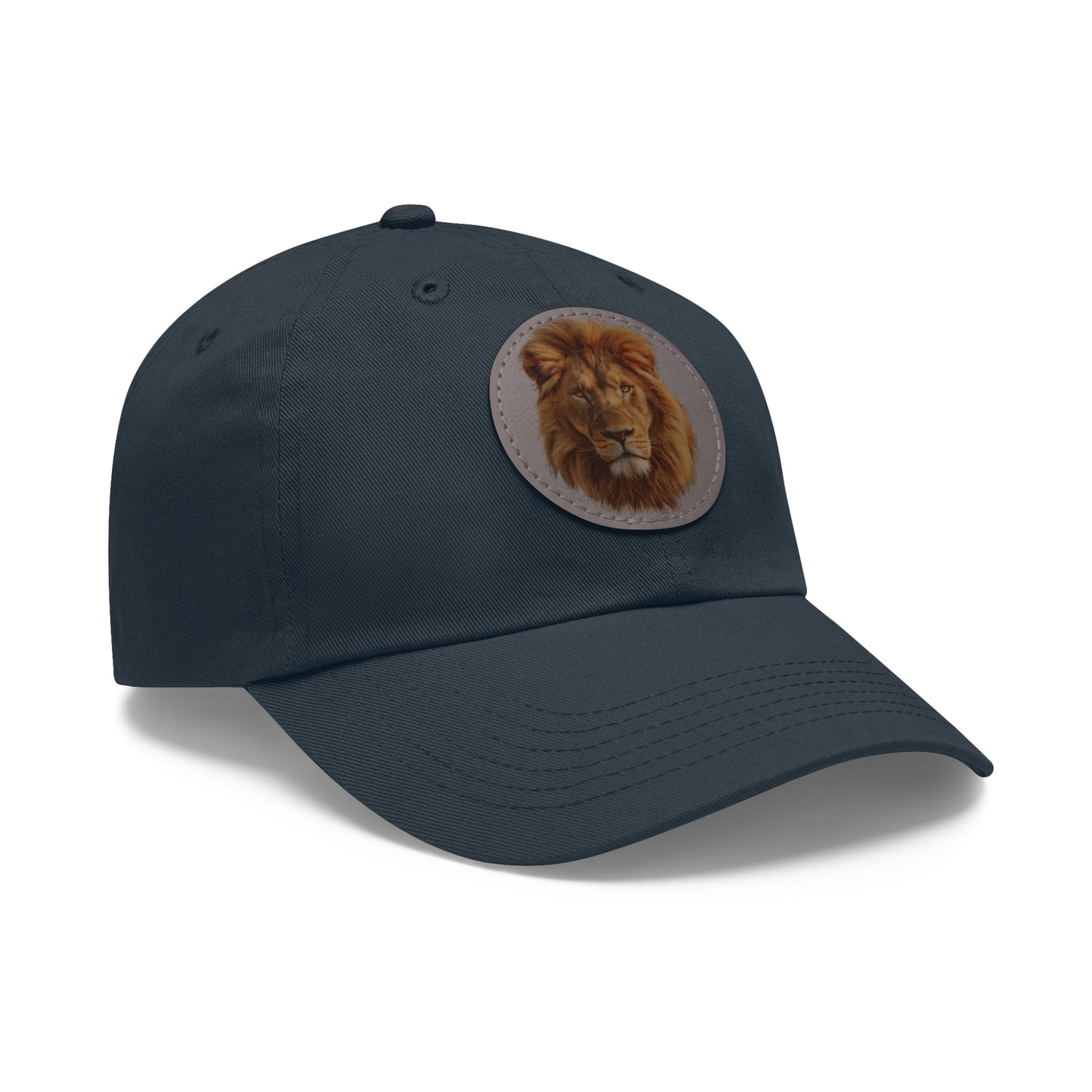 Lion Design Dad Hat with Leather Patch – Stylish Casual Hat for Animal Lovers