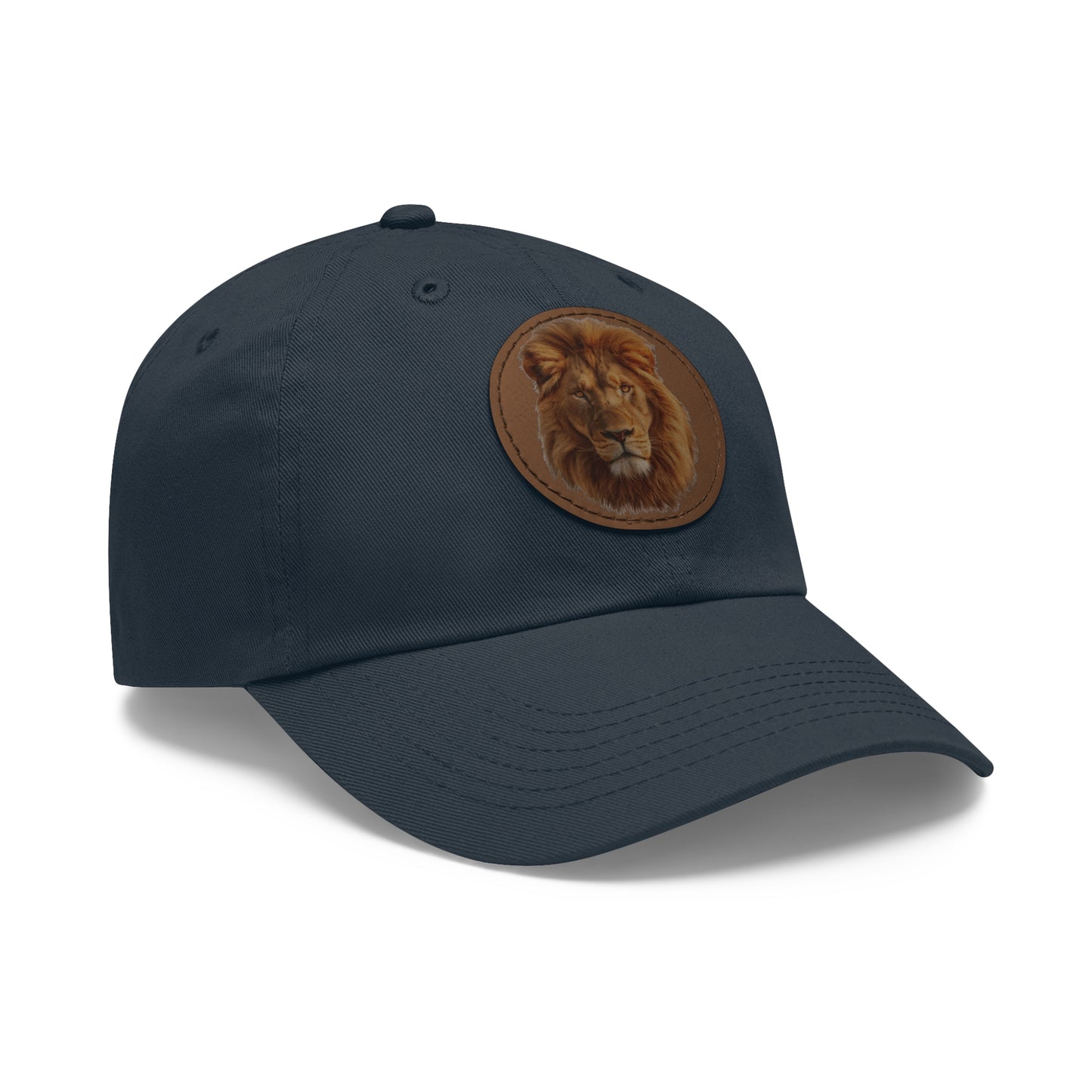 Lion Design Dad Hat with Leather Patch – Stylish Casual Hat for Animal Lovers