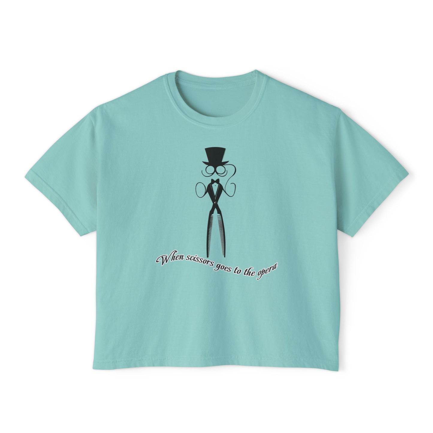 Stylish Women's Boxy Tee with Elegantly Dressed Graphic - Scissors design T-shirt