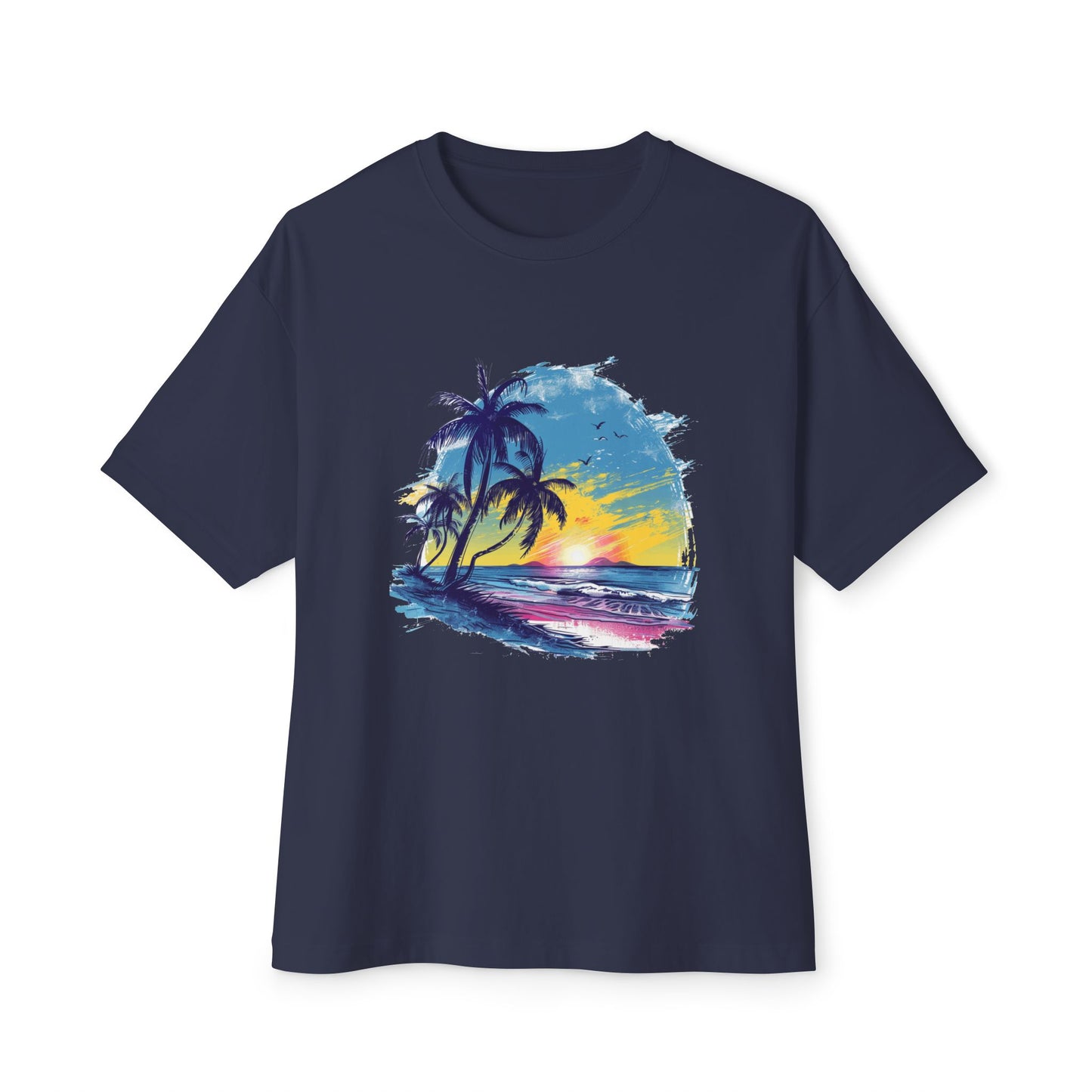 Sunset Beach Vibes Unisex Oversized Boxy Tee