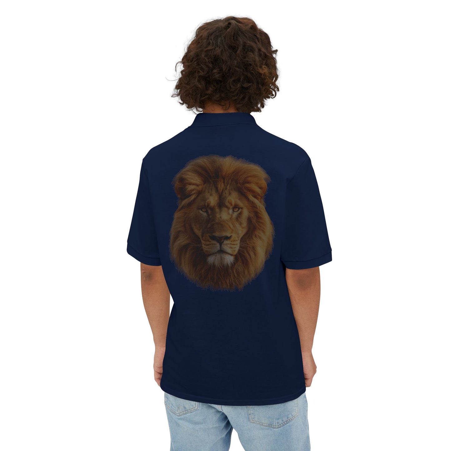 Men's Piqué Polo Striking Lion Design