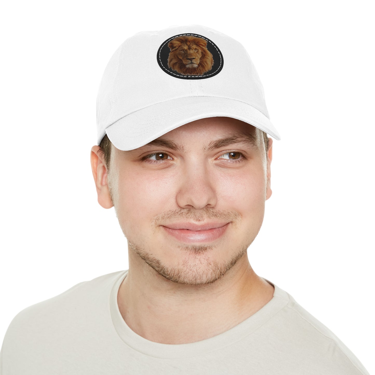 Lion Design Dad Hat with Leather Patch – Stylish Casual Hat for Animal Lovers