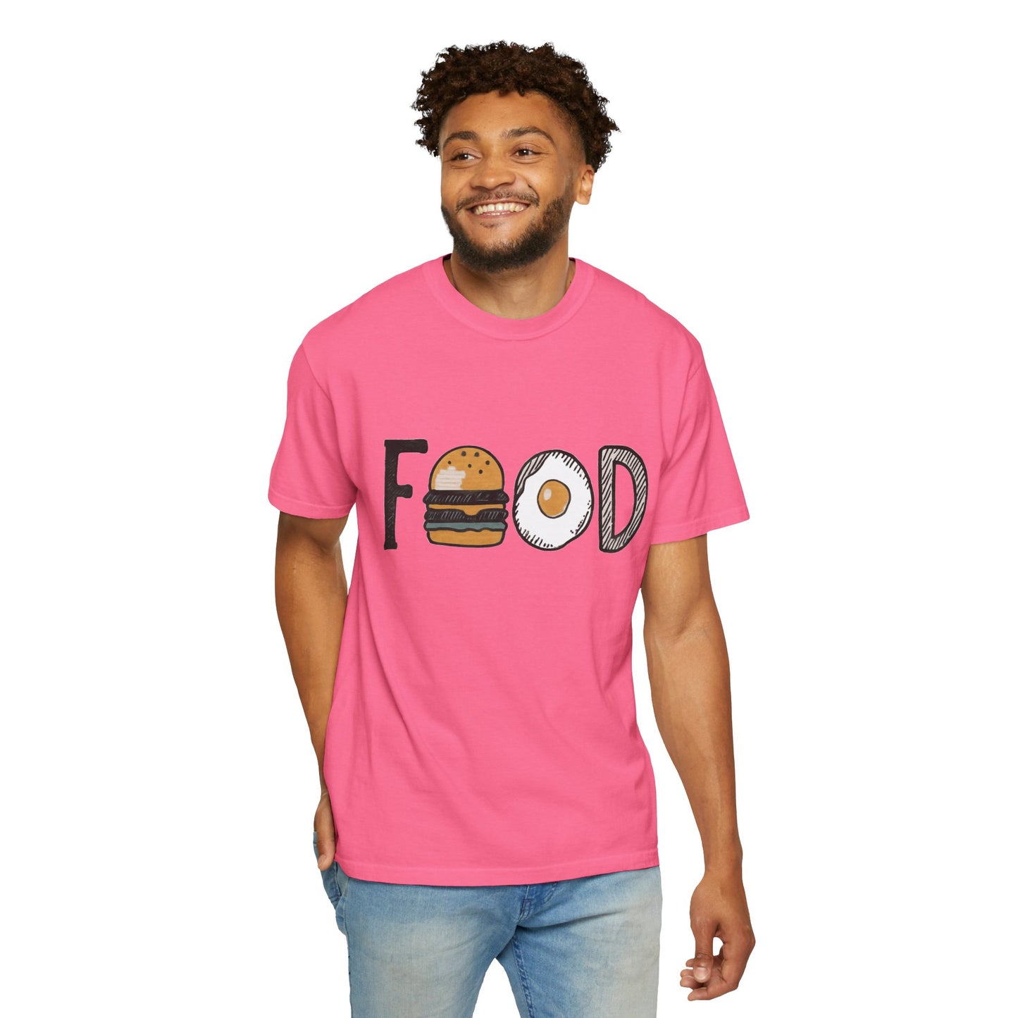 Food Unisex Garment-Dyed T-Shirt | Fun Burger & Egg Graphic