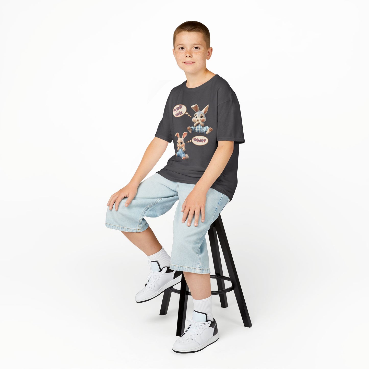 Cute Bunny Youth Heavy Cotton Tee - "My Butt Hurts" Graphic T-Shirt