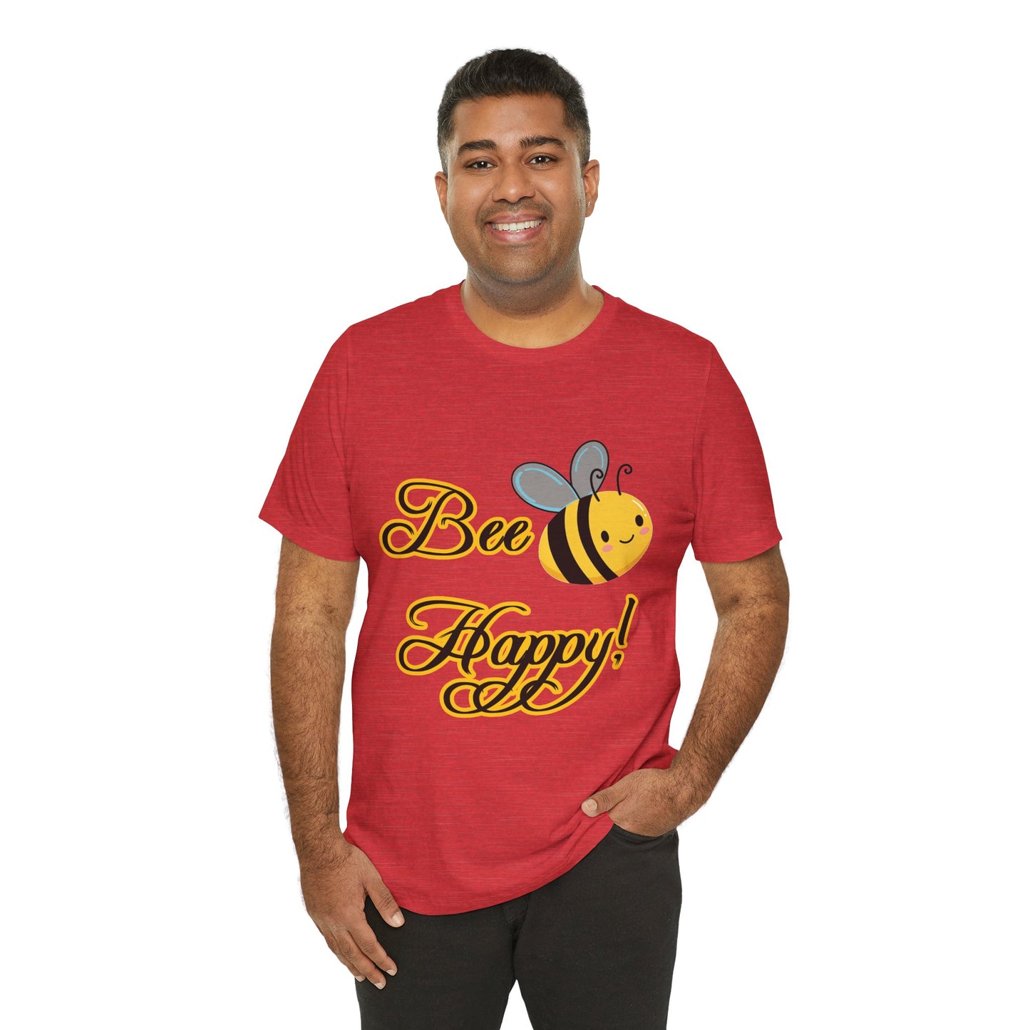 Bee Happy Unisex Jersey Tee - Cheerful Graphic T-Shirt for Positive Vibes