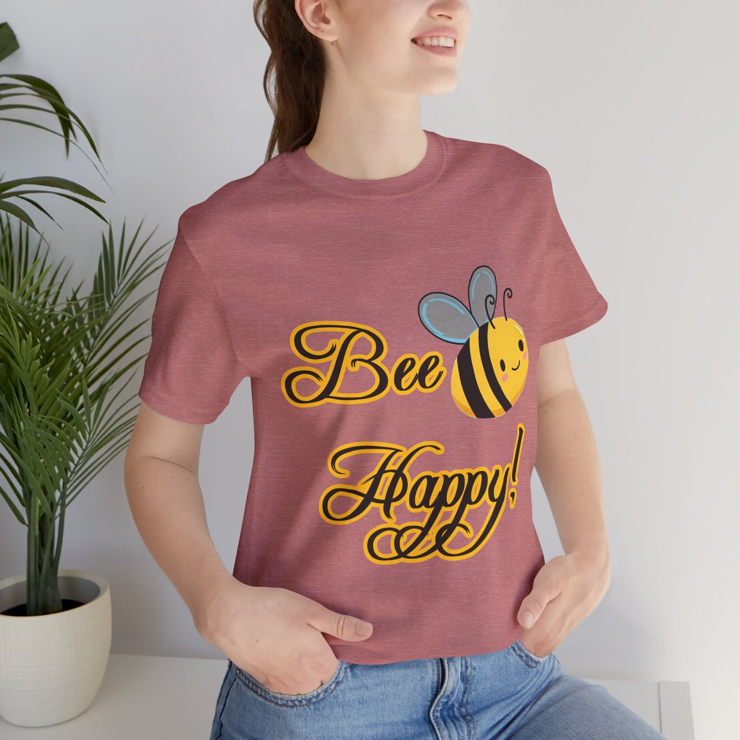 Bee Happy Unisex Jersey Tee - Cheerful Graphic T-Shirt for Positive Vibes
