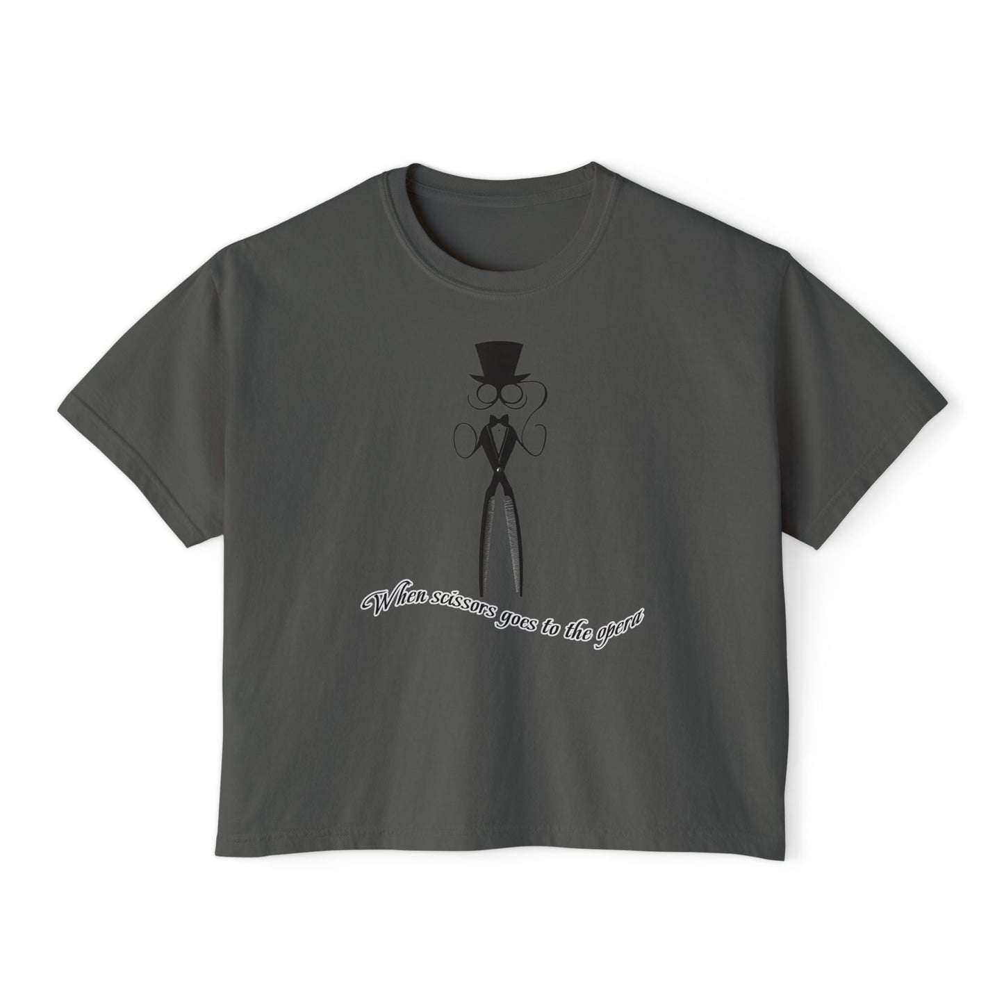 Stylish Women's Boxy Tee with Elegantly Dressed Graphic - Scissors design T-shirt