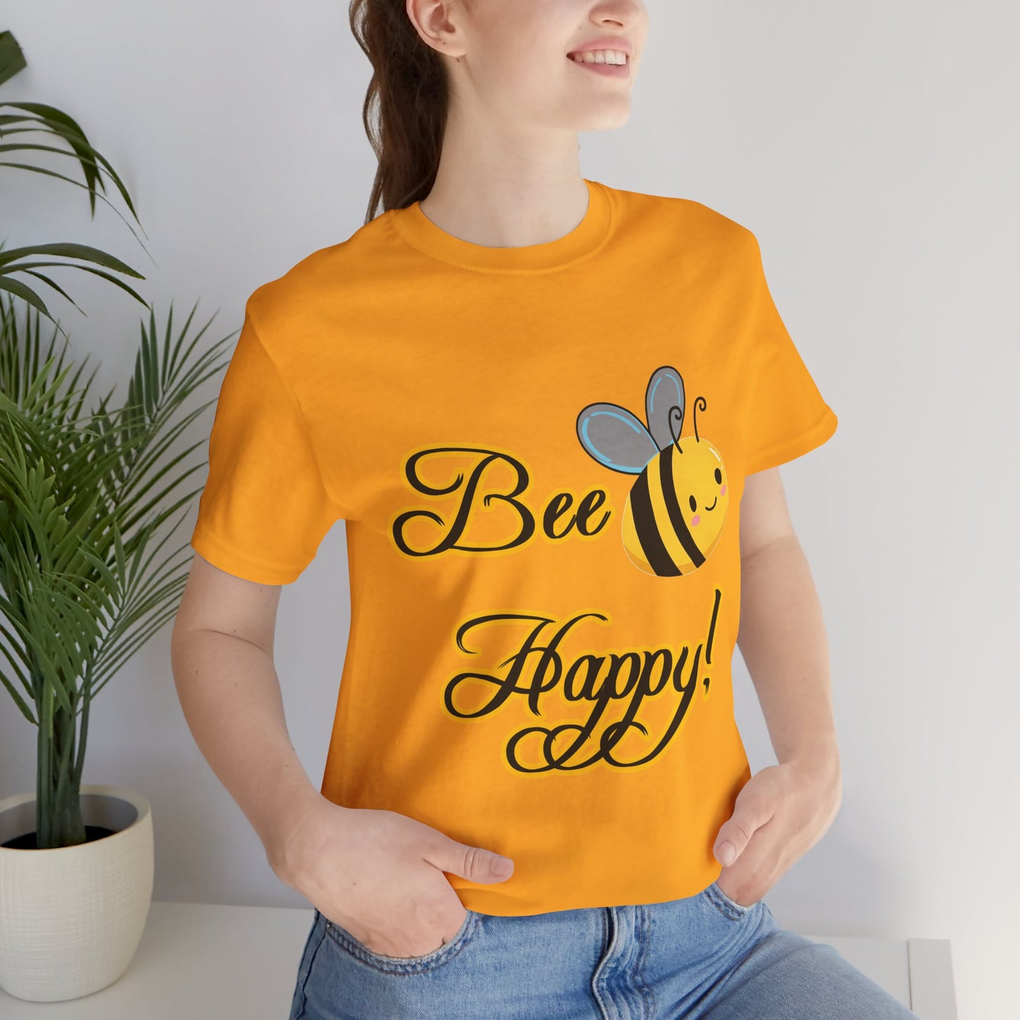 Bee Happy Unisex Jersey Tee - Cheerful Graphic T-Shirt for Positive Vibes