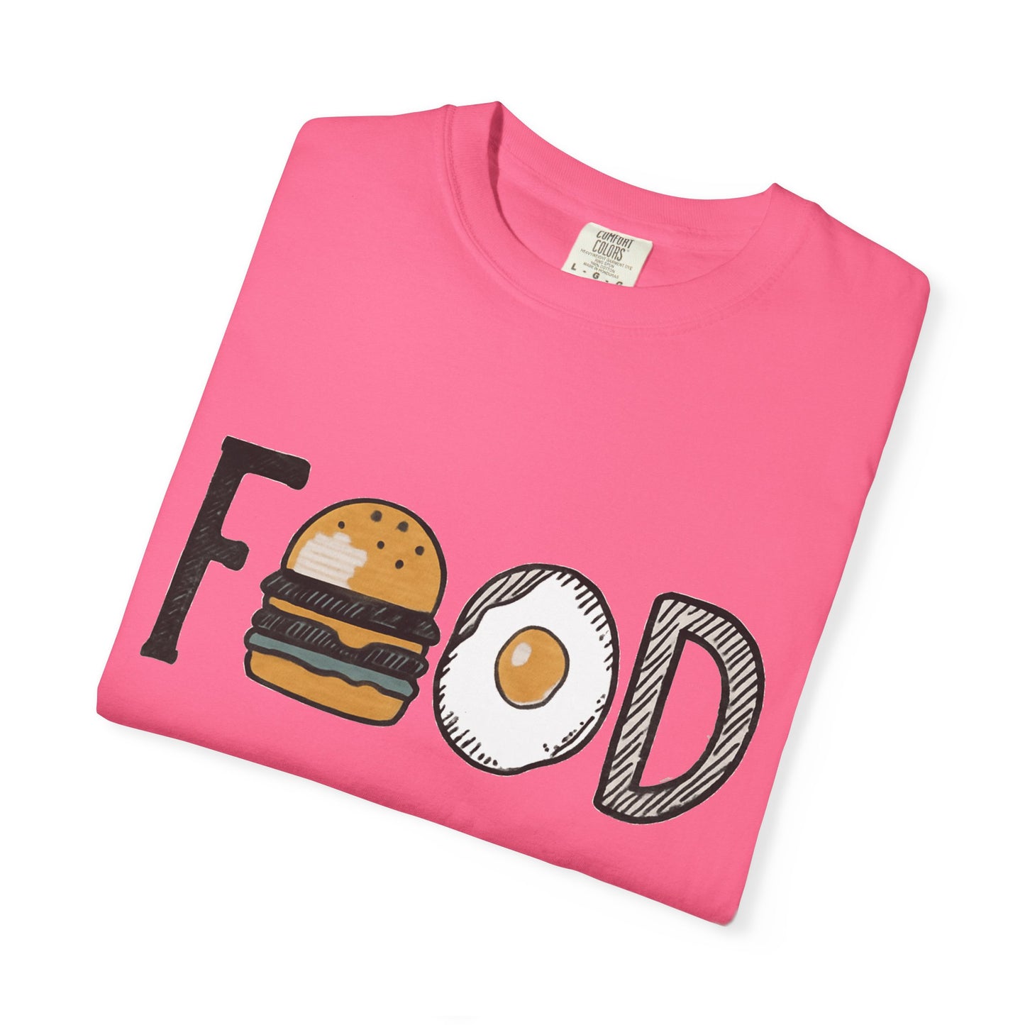 Food Unisex Garment-Dyed T-Shirt | Fun Burger & Egg Graphic