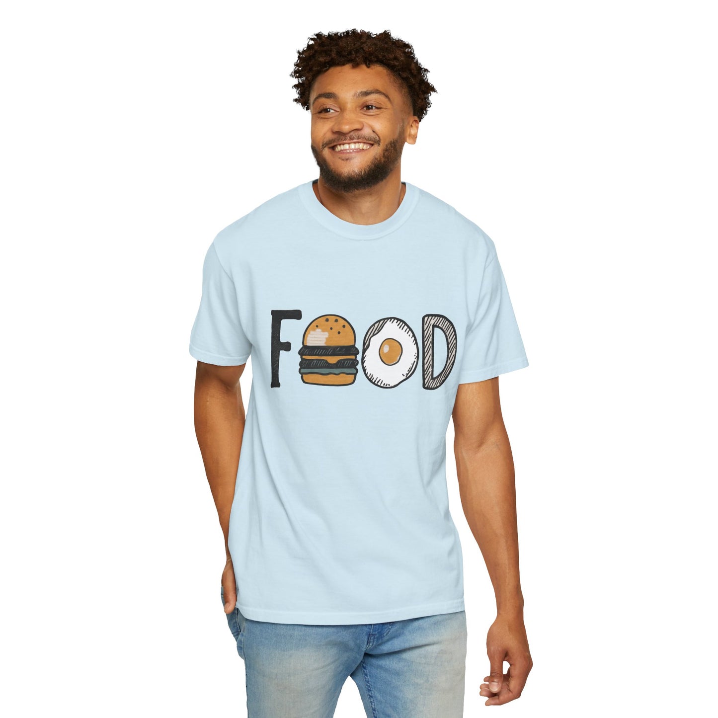 Food Unisex Garment-Dyed T-Shirt | Fun Burger & Egg Graphic