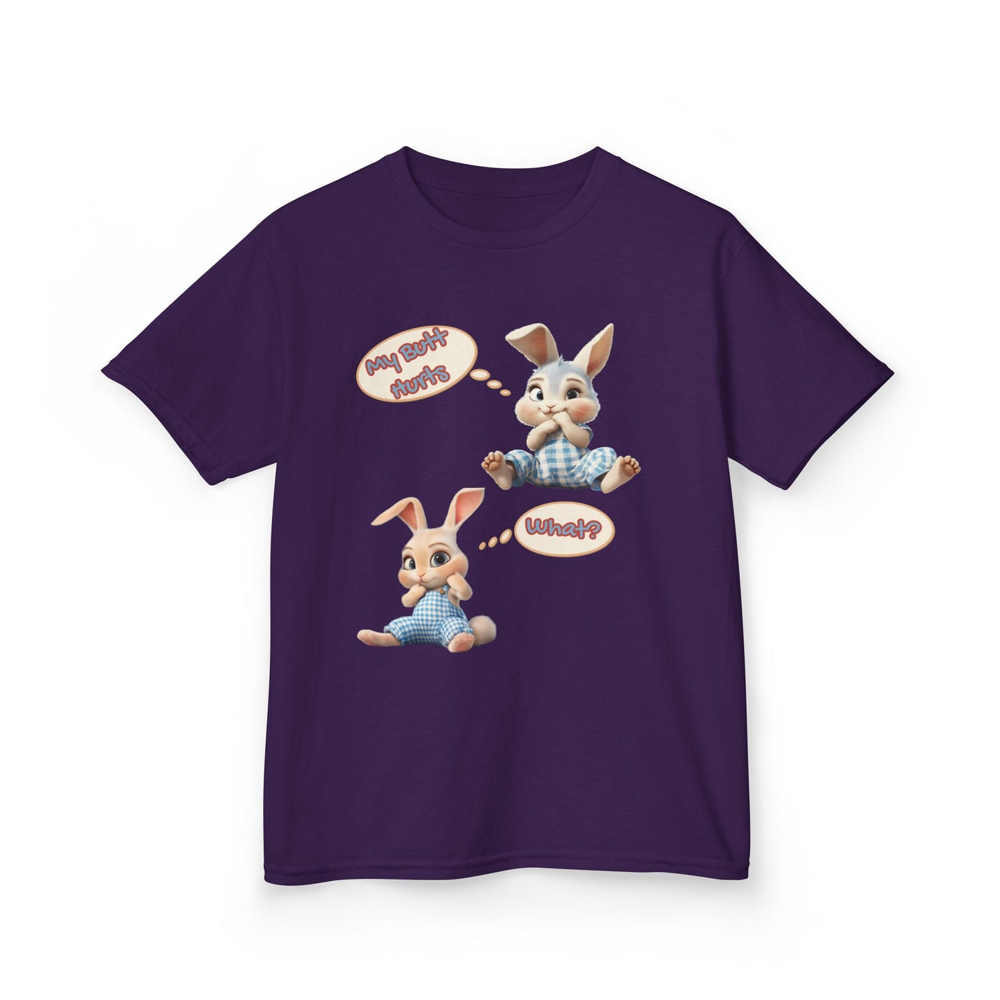 Cute Bunny Youth Heavy Cotton Tee - "My Butt Hurts" Graphic T-Shirt
