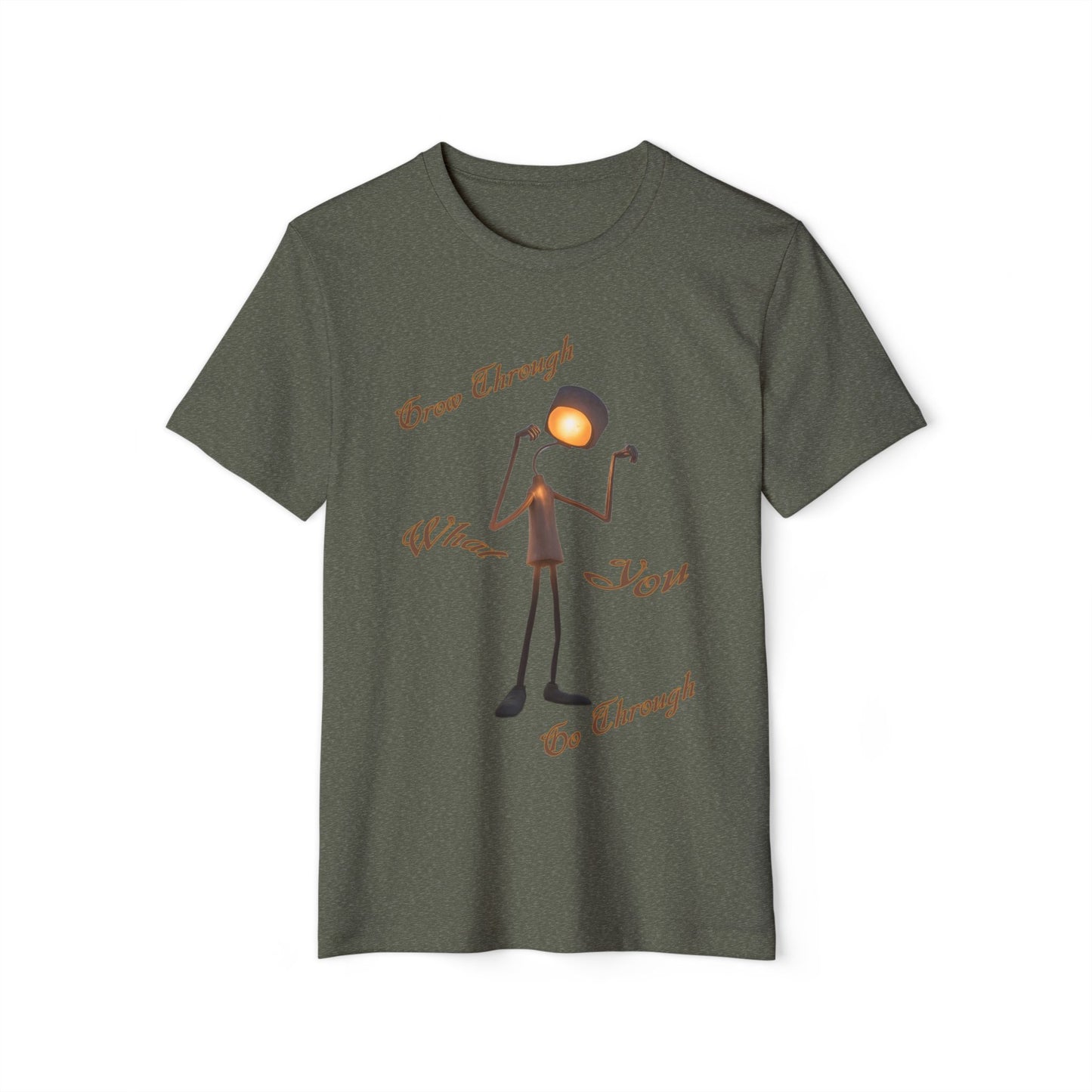 Victory Lamp Unisex Recycled Organic T-Shirt - Eco-Friendly Tee - Grow Through What You Go Through text design