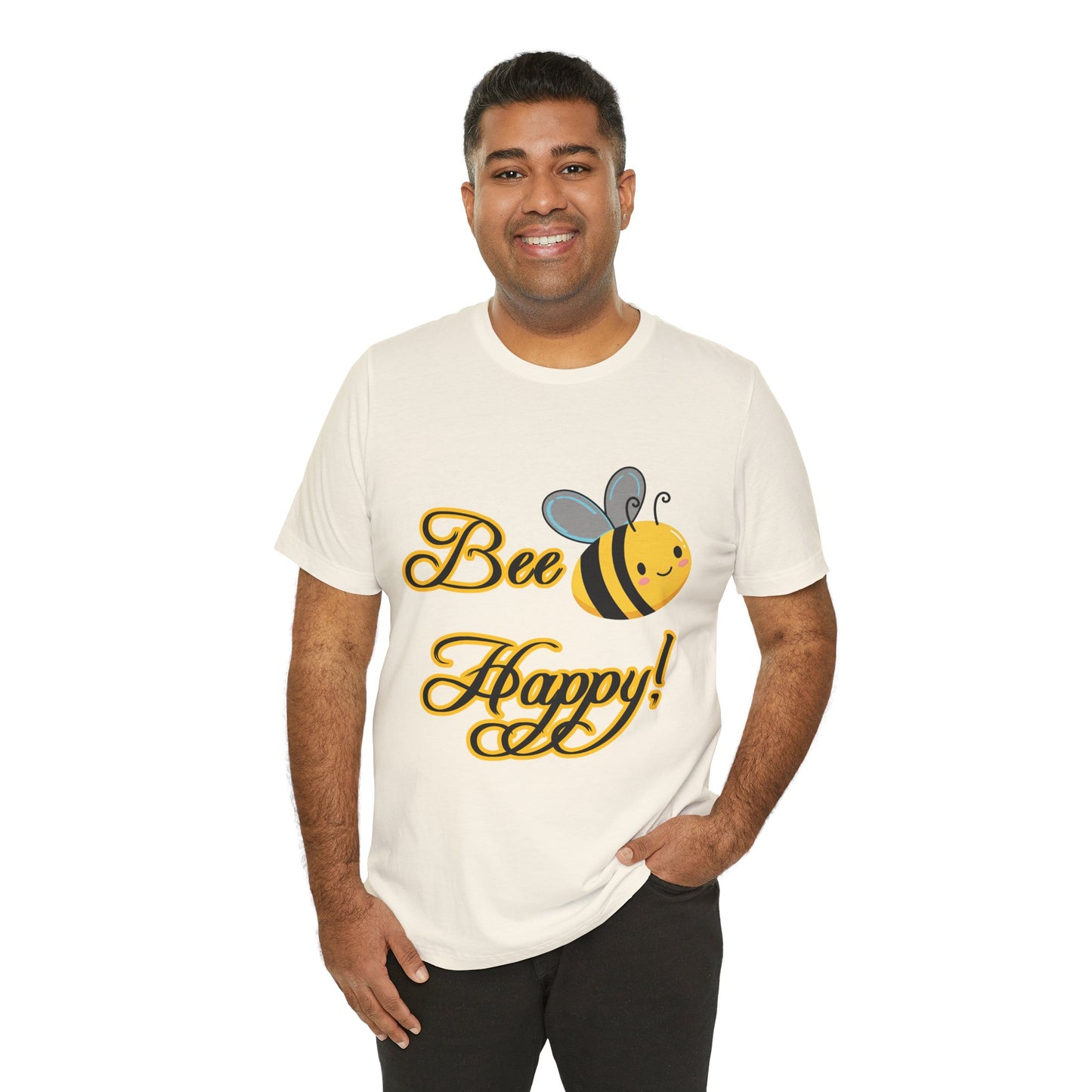 Bee Happy Unisex Jersey Tee - Cheerful Graphic T-Shirt for Positive Vibes