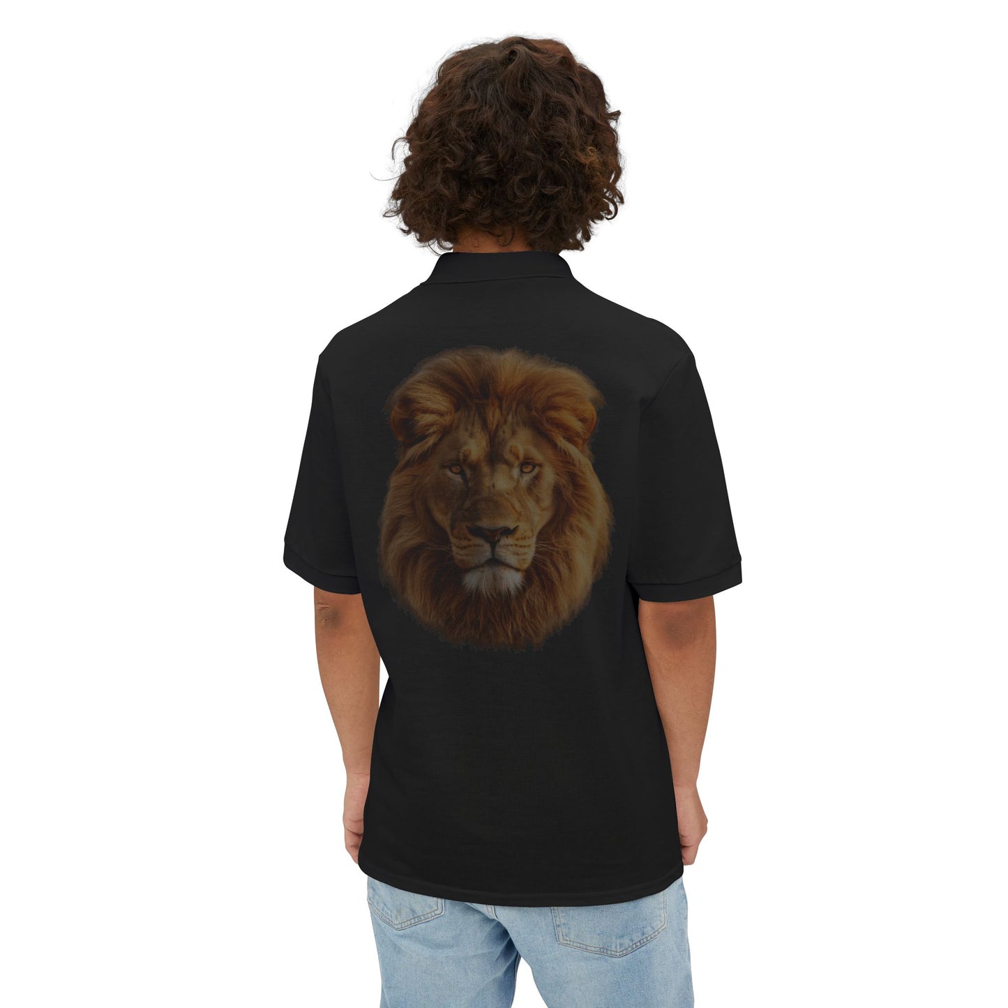 Men's Piqué Polo Striking Lion Design