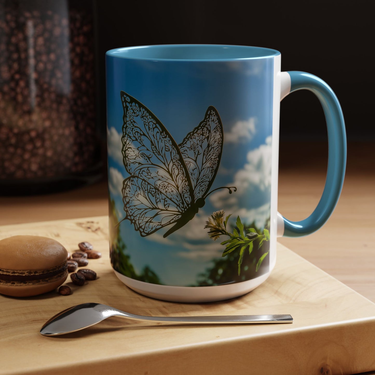Accent Butterfly Coffee Mug, (11oz, 15oz) - Ceramic Mug
