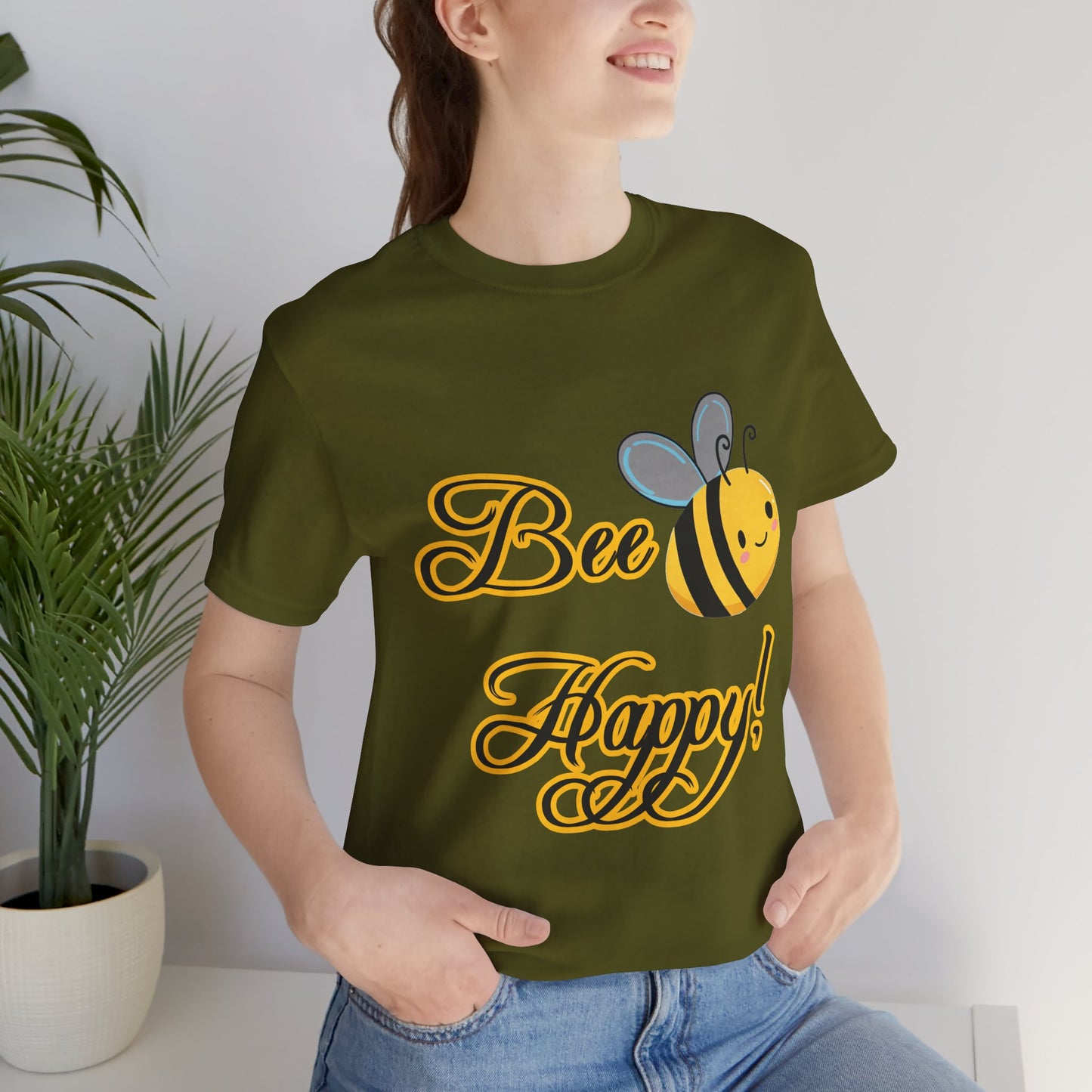 Bee Happy Unisex Jersey Tee - Cheerful Graphic T-Shirt for Positive Vibes