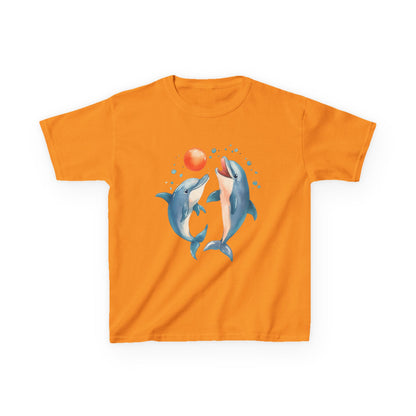 Playful Dolphins design Kids T-shirt- Unisex Kids Heavy Cotton™ Tee