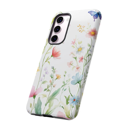 Watercolor Wildflower & Butterfly Phone Case - iPhone, Samsung, and Google case