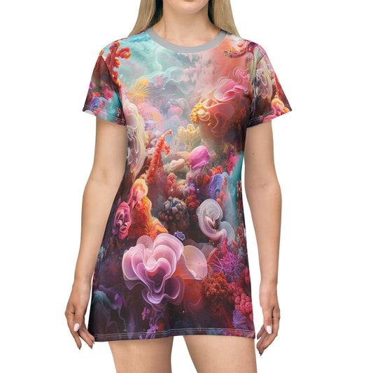 Abstract Watercolor T-Shirt Dress