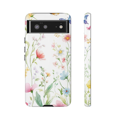 Watercolor Wildflower & Butterfly Phone Case - iPhone, Samsung, and Google case