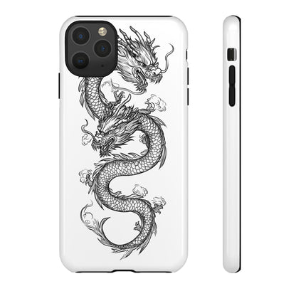 Dragons Phone Cases - Black Ink Tattoo Design of Dragons Tough Cases