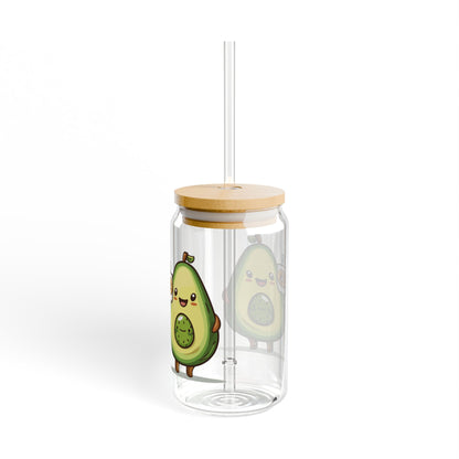 Cute Avocado Sipper Glass, 16oz