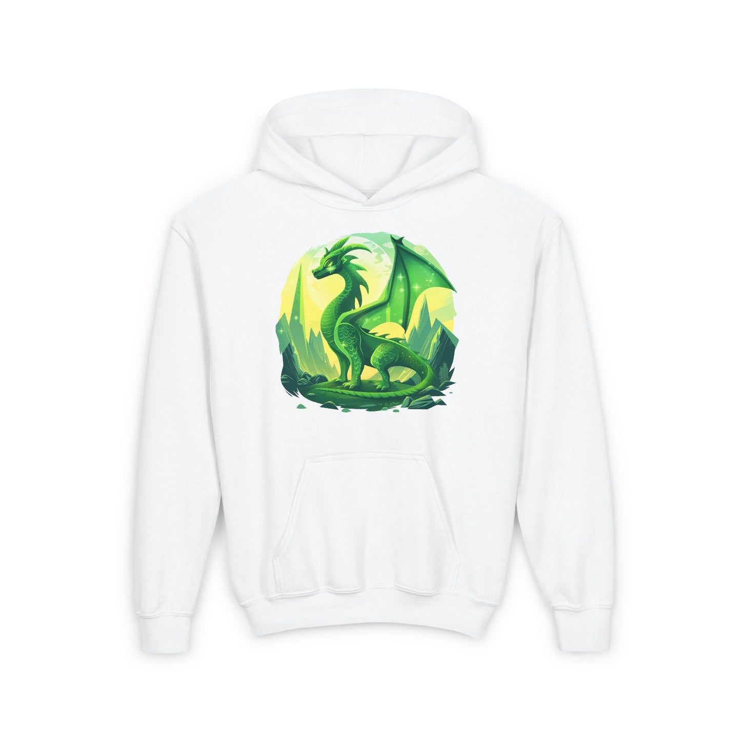 Youth Heavy Blend Hooded Sweatshirt - Green Dragon Design Hoodies