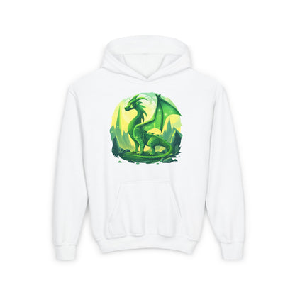 Youth Heavy Blend Hooded Sweatshirt - Green Dragon Design Hoodies