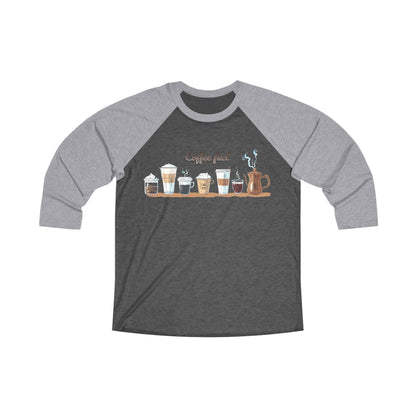 Unisex Tri-Blend 3\4 Raglan Tee – Coffee Cups Design