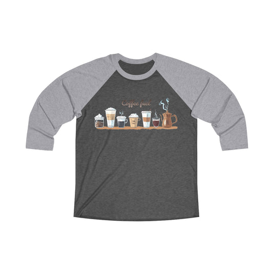 Unisex Tri-Blend 3\4 Raglan Tee – Coffee Cups Design