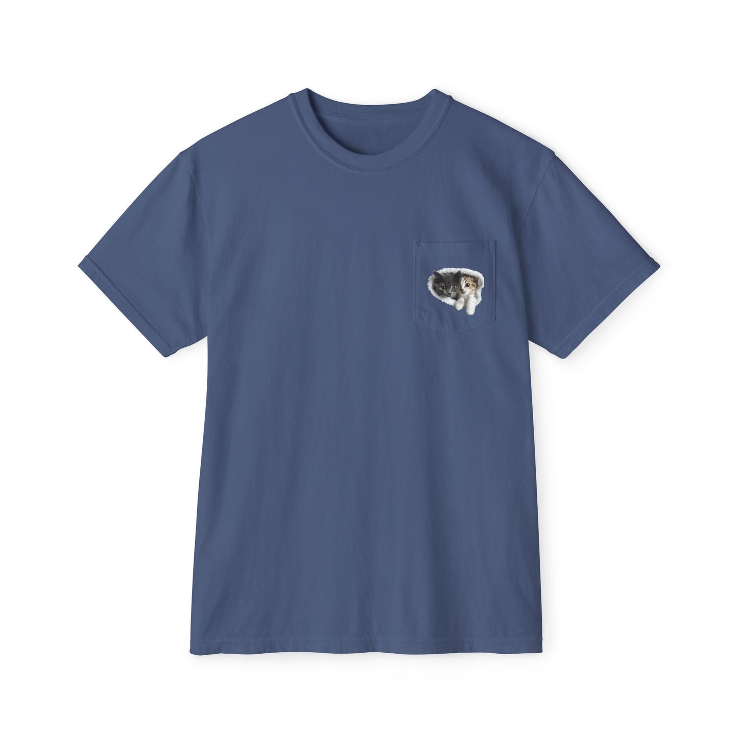 Cute 3D Cats in Pocket T-Shirt - Paraw