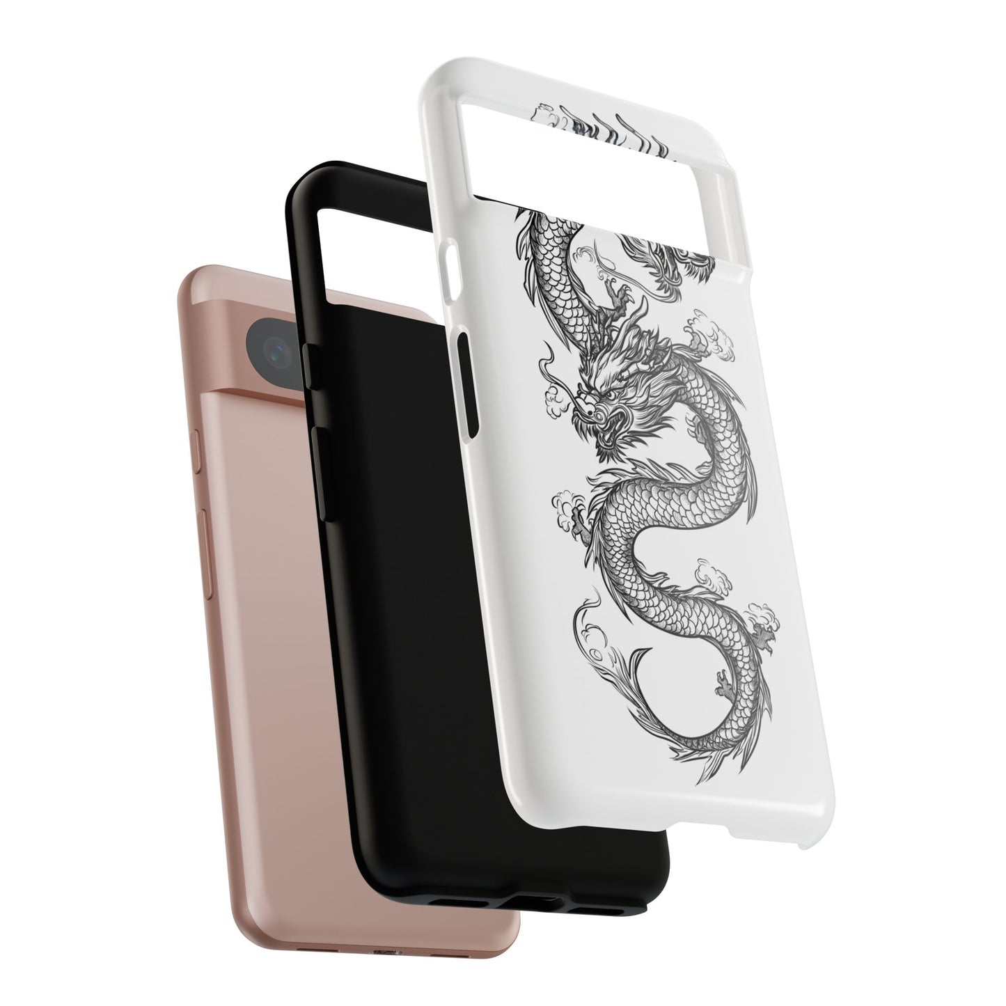 Dragons Phone Cases - Black Ink Tattoo Design of Dragons Tough Cases