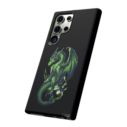 Tough Cases with Green Glowing Dragon design for iPhone, Samsung, and Google