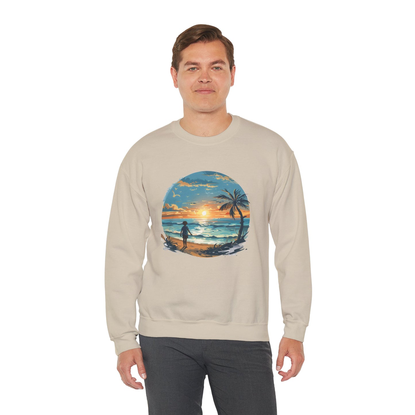 Unisex Heavy Blend™ Crewneck Sweatshirt - Colorful Beach Design