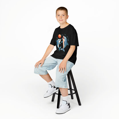 Playful Dolphins design Kids T-shirt- Unisex Kids Heavy Cotton™ Tee