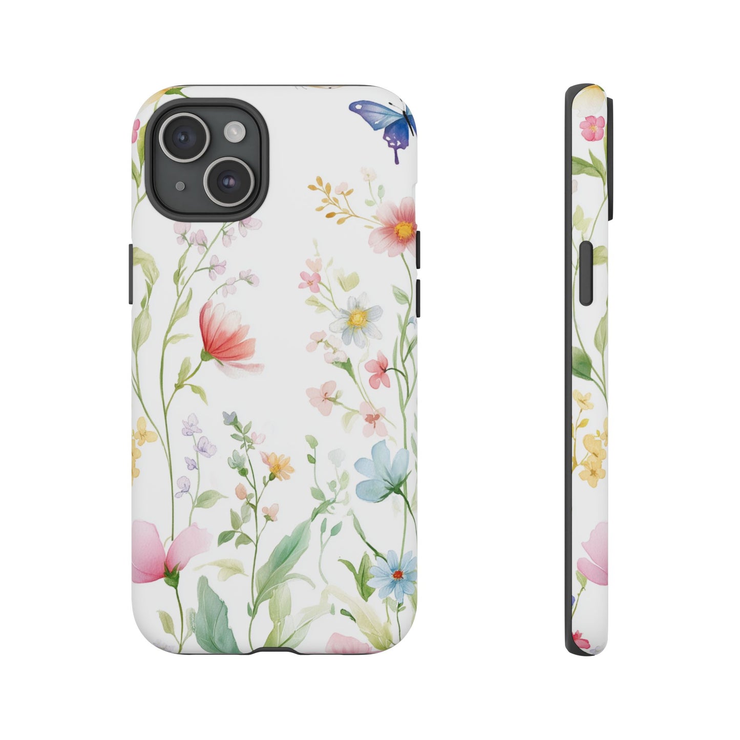 Watercolor Wildflower & Butterfly Phone Case - iPhone, Samsung, and Google case