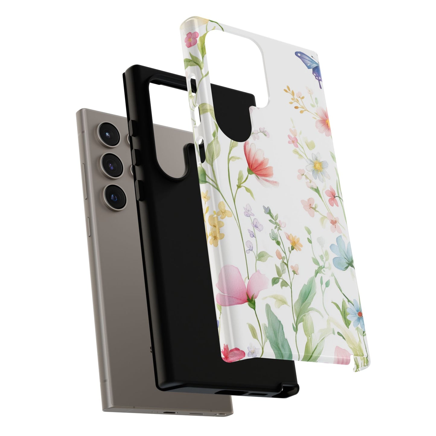 Watercolor Wildflower & Butterfly Phone Case - iPhone, Samsung, and Google case