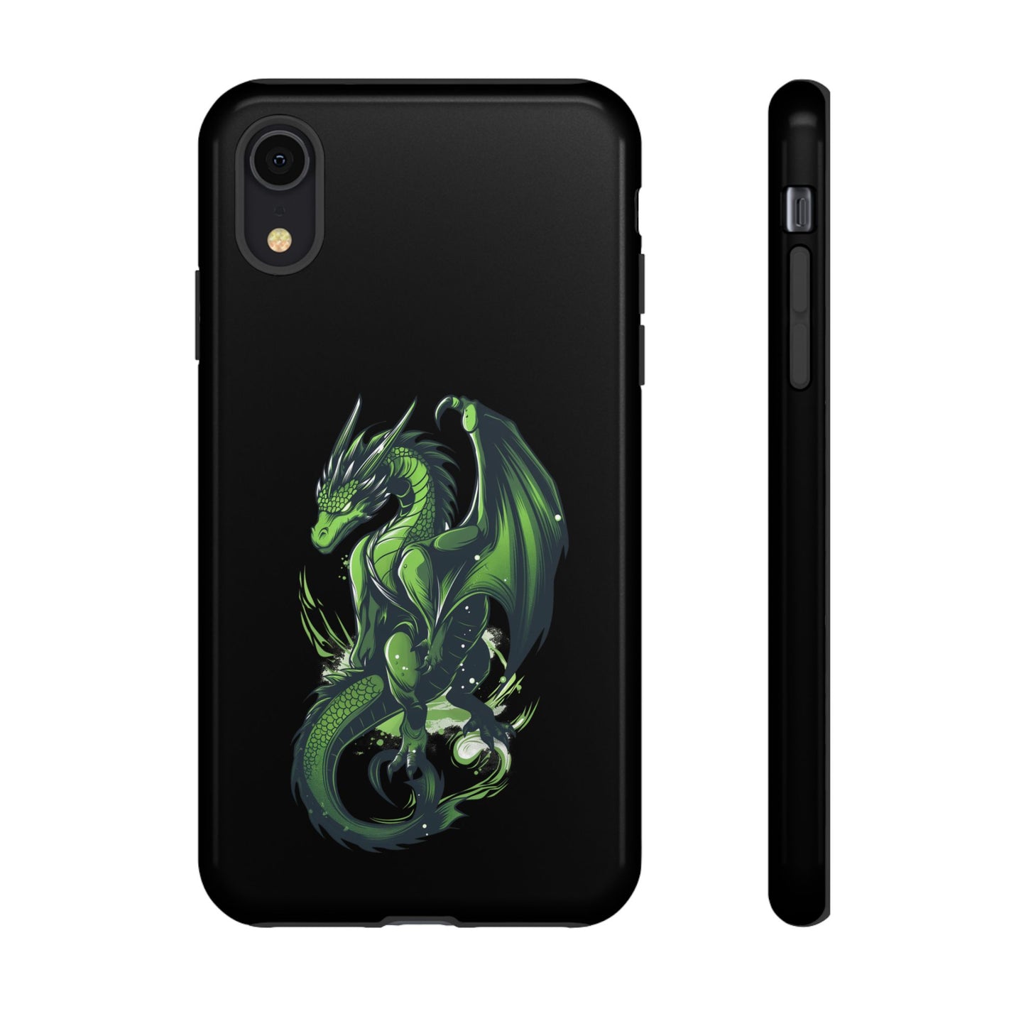 Tough Cases with Green Glowing Dragon design for iPhone, Samsung, and Google