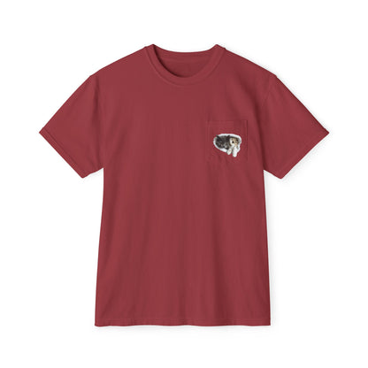Cute 3D Cats in Pocket T-Shirt - Unisex Garment-Dyed Pocket Tee