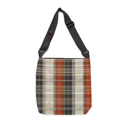 Adjustable Tote Bag - Plaid Pattern Tote Bag