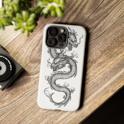 Dragons Phone Cases - Black Ink Tattoo Design of Dragons Tough Cases