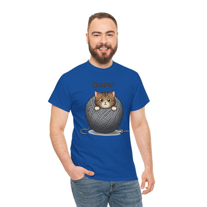 Cotton Tee with Cute Cat Design - 'Oops!' Humor for Cat Lovers