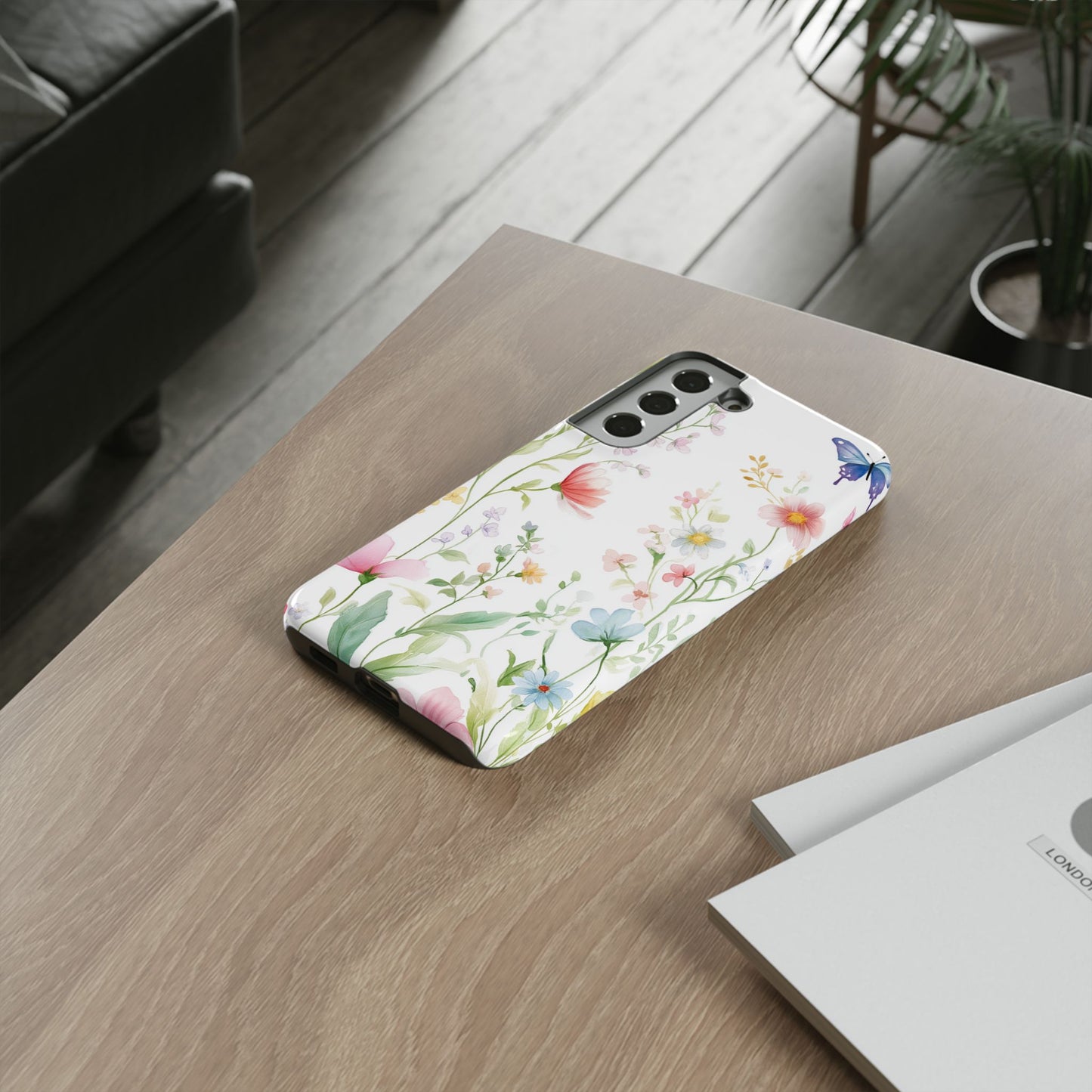 Watercolor Wildflower & Butterfly Phone Case - iPhone, Samsung, and Google case