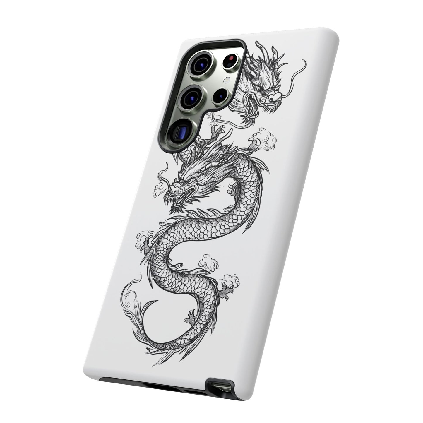 Dragons Phone Cases - Black Ink Tattoo Design of Dragons Tough Cases